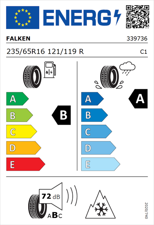 Tyre Label for Falken Linam VAN01 235/65R16 121/119R