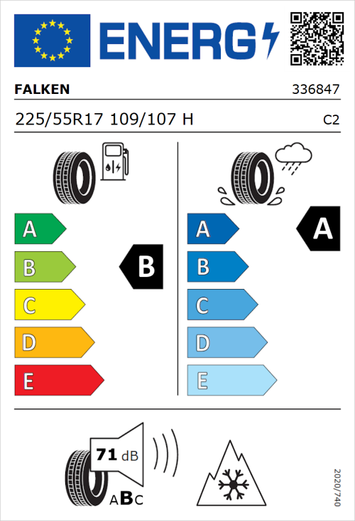Tyre Label for Falken Linam VAN01 225/55R17 109/107H
