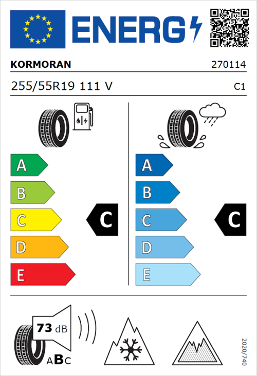 Tyre Label for Kormoran SUV Snow 255/55R19 111V