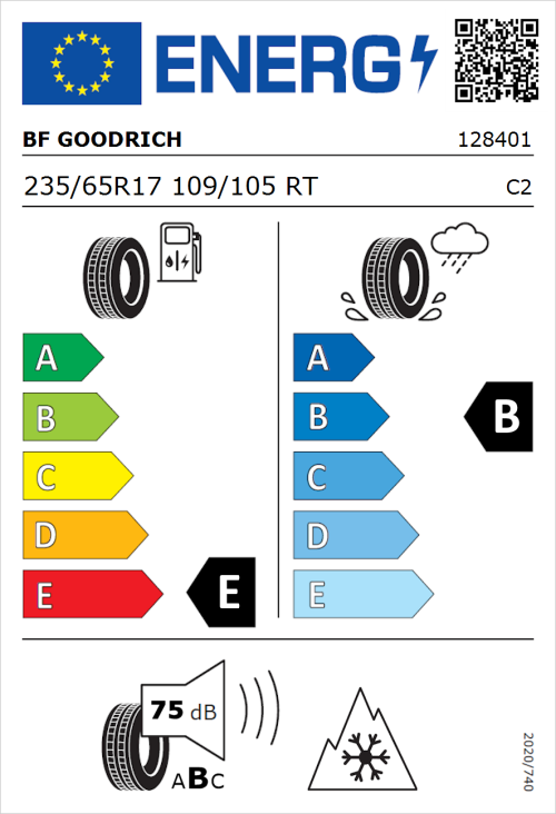 Tyre Label for BF Goodrich All Terrain T/A KO2 235/65R17 109/105RT