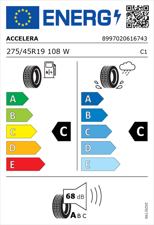Tyre Label for Accelera Iota ST68 275/45R19 108W